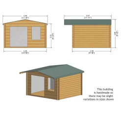 Shire Berryfield 11' X 10' (Nominal) Apex Timber Log Cabin -Forest Garden Shop 1142X A4