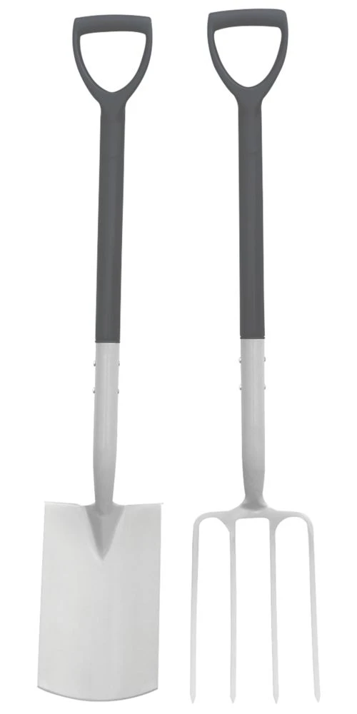 Forge Steel Carbon Steel Digging Fork & Spade 2 Pcs 3 Forge Steel Carbon Steel Digging Fork & Spade 2 Pcs