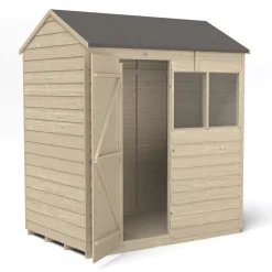 Forest 6&apos; X 4&apos; (Nominal) Reverse Apex Overlap Timber Shed With Base -Forest Garden Shop 160JR A2