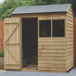 Forest 6&apos; X 4&apos; (Nominal) Reverse Apex Overlap Timber Shed With Base