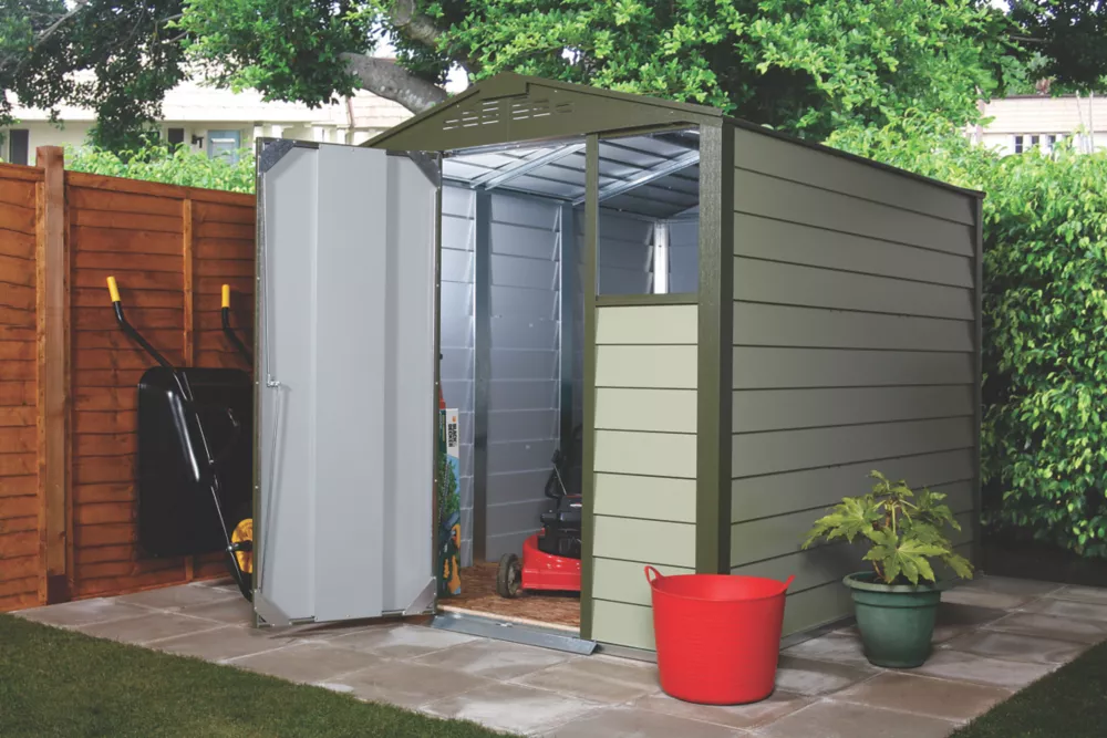 Trimetals Titan 660 6' X 6' (Nominal) Apex Metal Shed Olive / Moorland Green 4 Trimetals Titan 660 6' X 6' (Nominal) Apex Metal Shed Olive / Moorland Green - Image 2