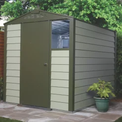 Trimetals Titan 660 6' X 6' (Nominal) Apex Metal Shed Olive / Moorland Green