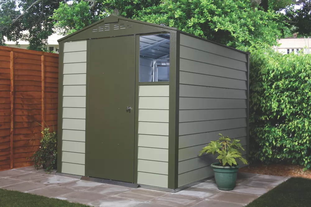 Trimetals Titan 660 6' X 6' (Nominal) Apex Metal Shed Olive / Moorland Green 3 Trimetals Titan 660 6' X 6' (Nominal) Apex Metal Shed Olive / Moorland Green