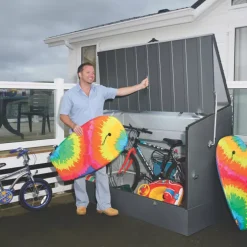 Trimetals 6' 6" X 3' (Nominal) Pent Metal Bike Store With Base Anthracite Grey -Forest Garden Shop 210RY A2