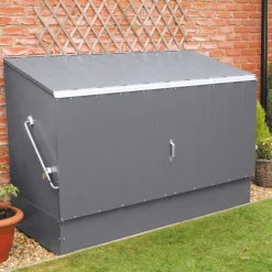 Trimetals 6&apos; 6" X 3&apos; (Nominal) Pent Metal Bike Store With Base Anthracite Grey