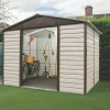 Yardmaster 9' 6" X 7' 6" (Nominal) Apex Shiplap Metal Shed Stone Grey 1 Yardmaster 9' 6" X 7' 6" (Nominal) Apex Shiplap Metal Shed Stone Grey -Forest Garden Shop 2419F P