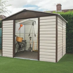 Yardmaster 9&apos; 6" X 7&apos; 6" (Nominal) Apex Shiplap Metal Shed Stone Grey