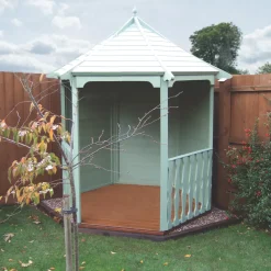 Shire Foxglove 7' X 6' (Nominal) Hexagonal Timber Arbour -Forest Garden Shop 2620X A3