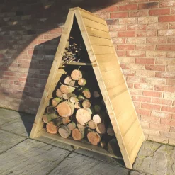 Shire Large Triangular 4&apos; X 1&apos; 6" (Nominal) Timber Log Store -Forest Garden Shop 311TJ A2