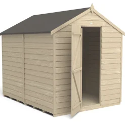 Forest 6&apos; X 8&apos; (Nominal) Apex Overlap Timber Shed With Base & Assembly -Forest Garden Shop 377JR A2
