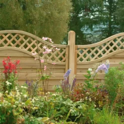 Forest Prague Lattice Curved Top Fence Panels Natural Timber 6 X 4&apos; Pack Of 7 -Forest Garden Shop 47909 A1