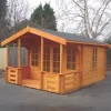 Shire Lydford 12' X 14' 6" (Nominal) Apex Timber Log Cabin With Assembly 2 Shire Lydford 12' X 14' 6" (Nominal) Apex Timber Log Cabin With Assembly -Forest Garden Shop 48459 P