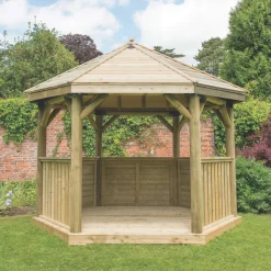 Forest HGG36MTTIN 12&apos; X 10&apos; (Nominal) Hexagonal Timber Gazebo With Base & Assembly