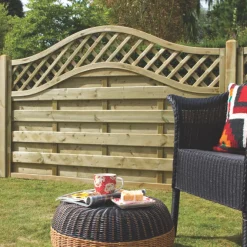 Forest Prague Lattice Curved Top Fence Panels Natural Timber 6 X 5&apos; Pack Of 5 -Forest Garden Shop 5051K A2