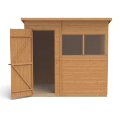 Forest Delamere 7' X 5' (Nominal) Pent Shiplap T&G Timber Shed With Base -Forest Garden Shop 508JR A2