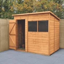 Forest Delamere 7' X 5' (Nominal) Pent Shiplap T&G Timber Shed With Base