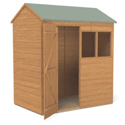 Forest Delamere 6&apos; X 4&apos; (Nominal) Reverse Apex Shiplap T&G Timber Shed With Assembly -Forest Garden Shop 579KT A2