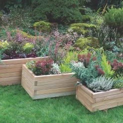 Forest Durham Rectangular Planter Set Natural Wood 900 X 500 X 330mm 3 Pieces