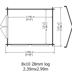 Shire Quantock 8&apos; X 10&apos; (Nominal) Apex Timber Log Cabin With Assembly -Forest Garden Shop 63755 A4