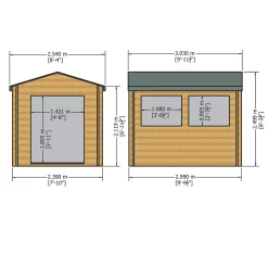 Shire Quantock 8&apos; X 10&apos; (Nominal) Apex Timber Log Cabin With Assembly -Forest Garden Shop 63755 A5
