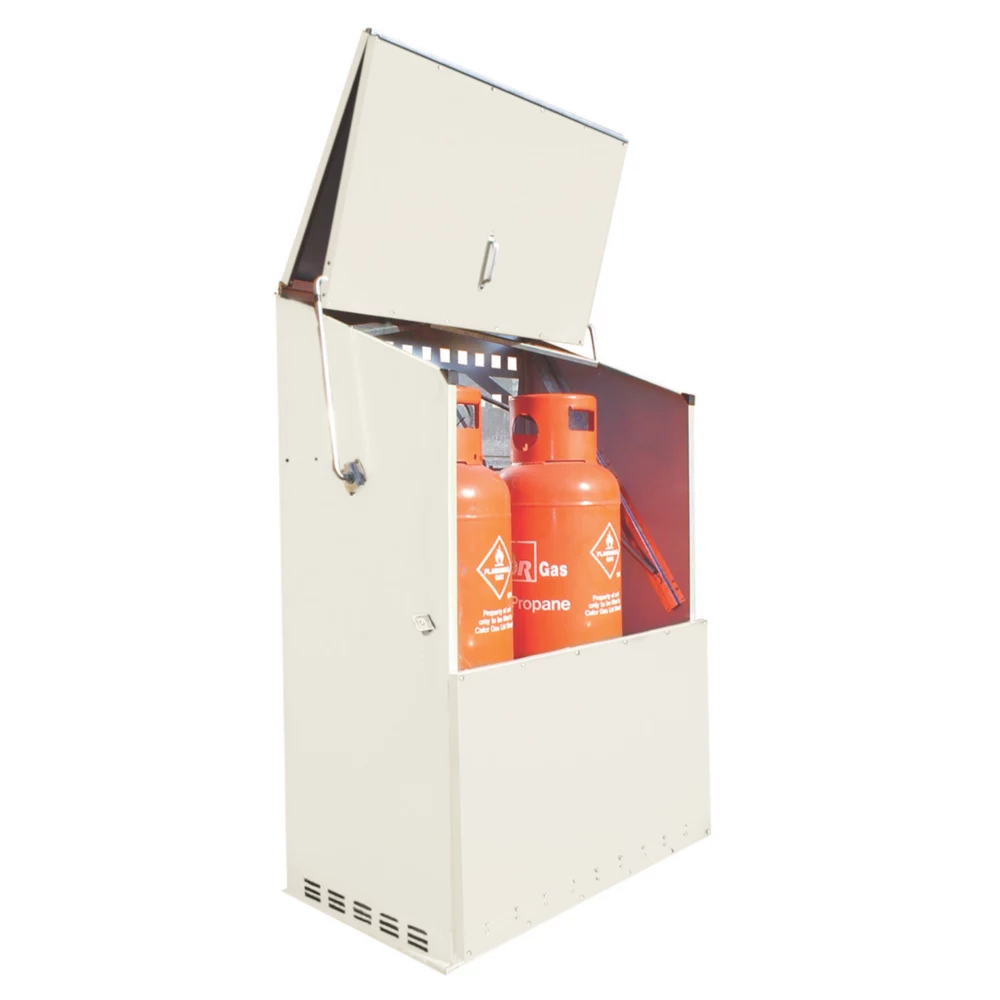 Trimetals 247 5' X 2' 6" (Nominal) Metal Gas Cylinder Storage With Base Buttermilk Cream 4 Trimetals 247 5' X 2' 6" (Nominal) Metal Gas Cylinder Storage With Base Buttermilk Cream - Image 2