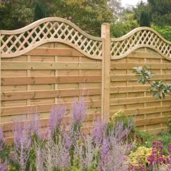 Forest Prague Lattice Curved Top Fence Panels Natural Timber 6 X 6&apos; Pack Of 4 -Forest Garden Shop 66917 A1