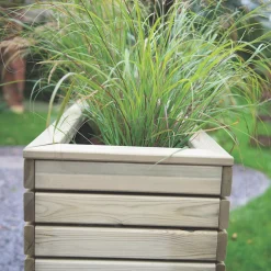 Forest Rectangular Double Linear Planter Natural Wood 800 X 400 X 440mm -Forest Garden Shop 6836X A2