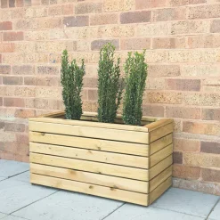 Forest Rectangular Double Linear Planter Natural Wood 800 X 400 X 440mm