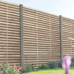 Forest Double-Slatted Fence Panels Natural Timber 6 X 6&apos; Pack Of 3 -Forest Garden Shop 707JG A2
