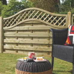Forest Prague Lattice Curved Top Fence Panels Natural Timber 6 X 5&apos; Pack Of 7 -Forest Garden Shop 7504K A2