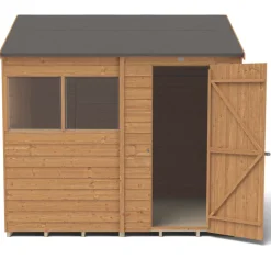 Forest 8&apos; X 6&apos; (Nominal) Reverse Apex Overlap Timber Shed With Base -Forest Garden Shop 757JR A3