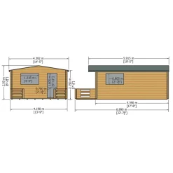 Shire Kinver 13' 6" X 17' 6" (Nominal) Apex Timber Log Cabin -Forest Garden Shop 76607 A2