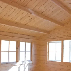 Shire Kinver 13' 6" X 17' 6" (Nominal) Apex Timber Log Cabin -Forest Garden Shop 76607 A3