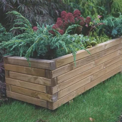 Forest Agen Rectangular Planter Natural Wood 320 X 400 X 1000mm -Forest Garden Shop 8153X A1