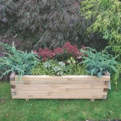 Forest Agen Rectangular Planter Natural Wood 320 X 400 X 1000mm -Forest Garden Shop 8153X A2