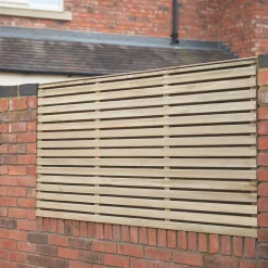 Forest Double-Slatted Fence Panels Natural Timber 6 X 3&apos; Pack Of 3 -Forest Garden Shop 830JG A2