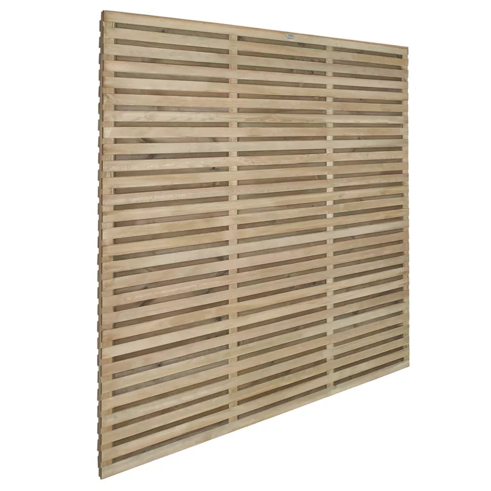 Forest VENHHM6PK4HD Double-Slatted Fence Panels Natural Timber 6 X 6' Pack Of 4 4 Forest VENHHM6PK4HD Double-Slatted Fence Panels Natural Timber 6 X 6' Pack Of 4 - Image 2