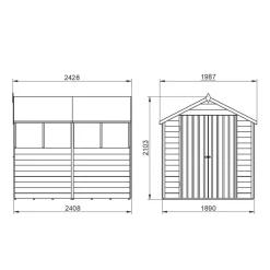 Forest 6&apos; X 8&apos; (Nominal) Apex Overlap Timber Shed With Base -Forest Garden Shop 871JR A6
