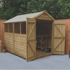 Greenworks Shop 18 Forest 6' X 8' (Nominal) Apex Overlap Timber Shed With Base