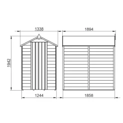 Forest 4' X 6' (Nominal) Apex Overlap Timber Shed With Base & Assembly -Forest Garden Shop 951JR A6