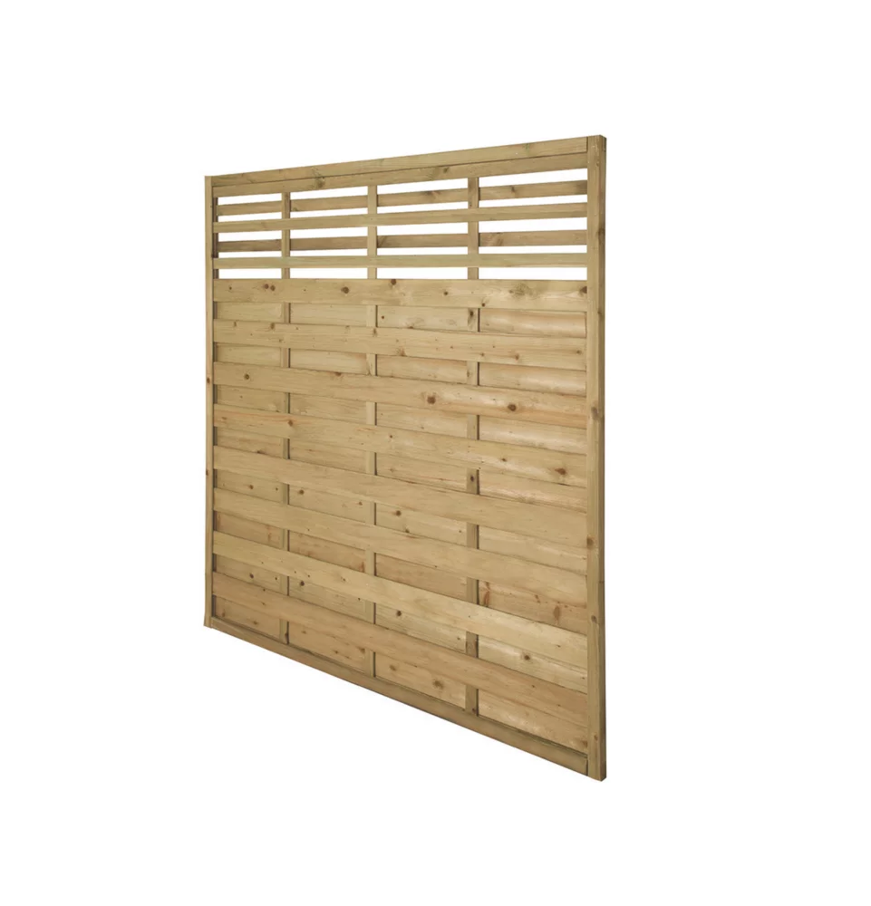Forest Kyoto Slatted Top Fence Panels Natural Timber 6 X 6' Pack Of 9 4 Forest Kyoto Slatted Top Fence Panels Natural Timber 6 X 6' Pack Of 9 - Image 2